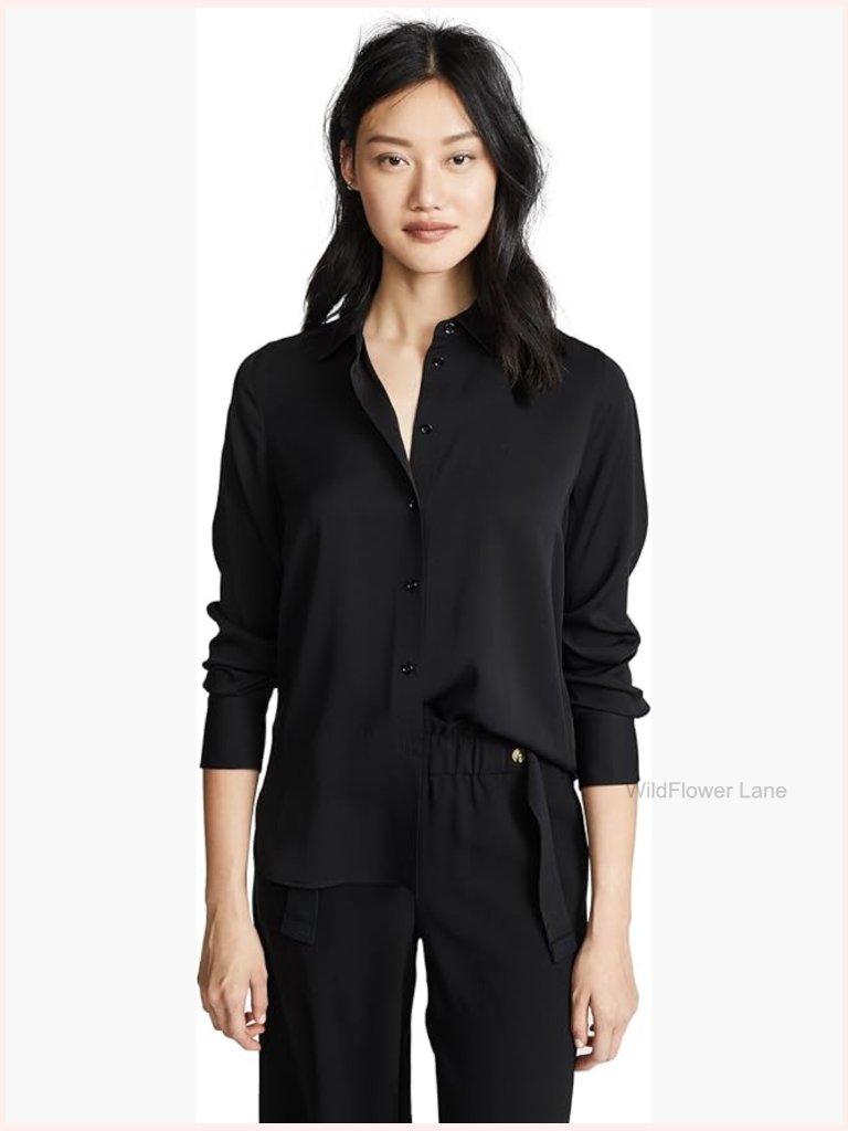 Slim Fitted Blouse In Stretch Silk Crepe De Chine